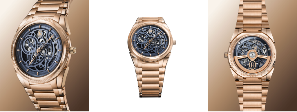 Parmigiani Tonda PF Skeleton Rose Gold Milano Blue – Ein zeitgenössisches Kunstwerk in Bewegung